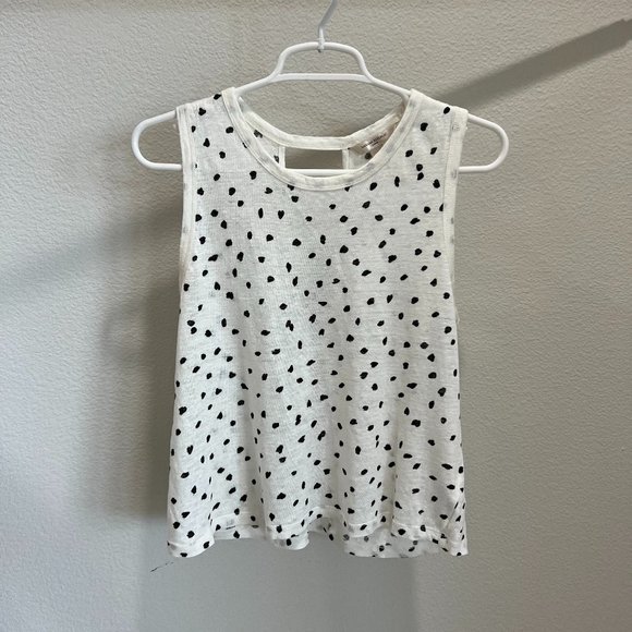 Banana Republic Tops - Banana Republic Linen White & Black Polka Dot Keyhole Back Sleeveless Tank Top
